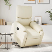 Poltrona Alzapersona Reclinabile Crema in Similpelle 3204901
