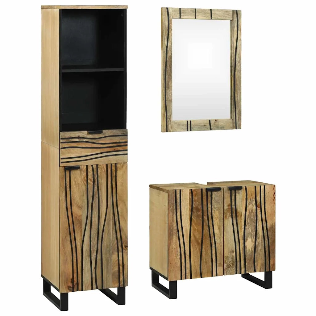 Set di mobili per il bagno 3 pcs Marrone Legno multistrato