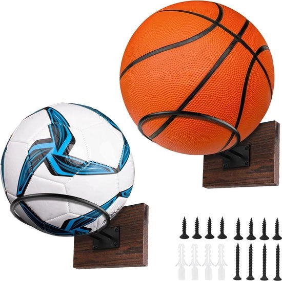 Supporto per pallacanestro in legno da due pezzi - supporto per pallacanestro in muratura - inclusa attrezzatura di fissaggio