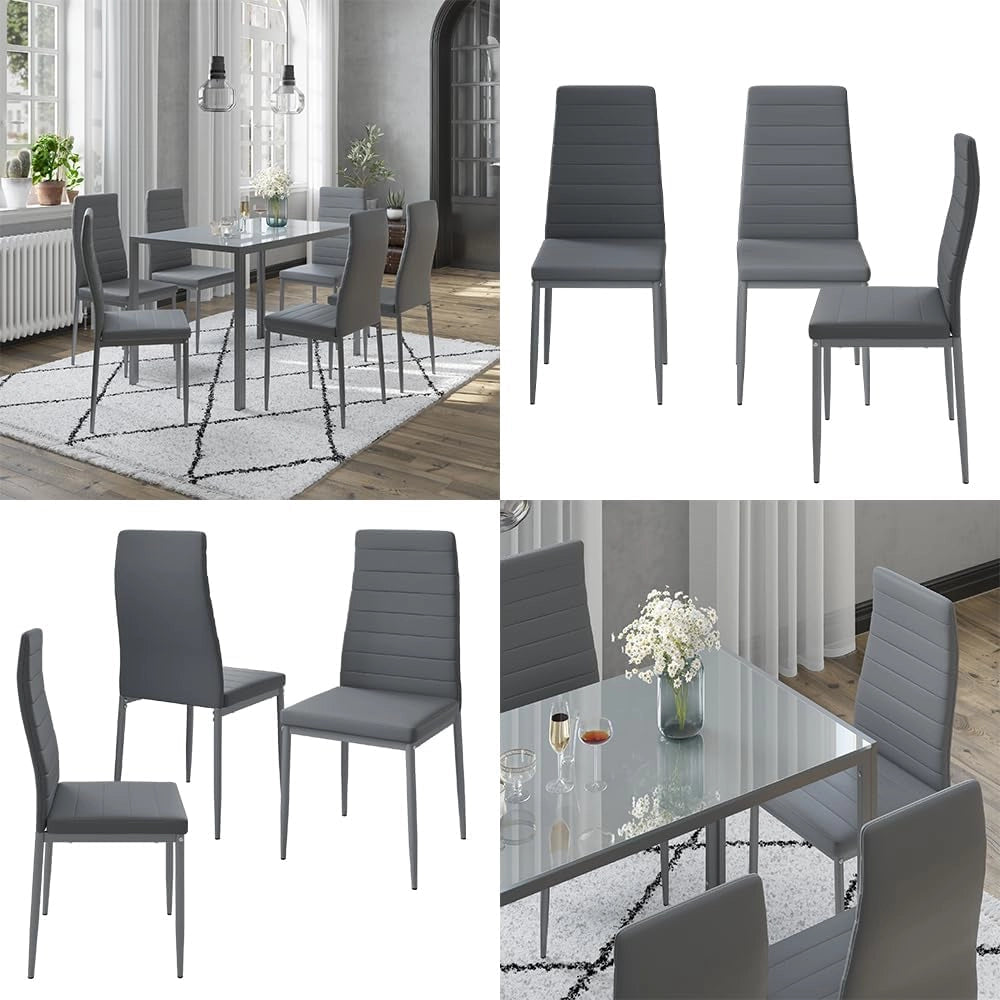 Sedie Grand, Grigio, 42.5 x 48 cm Set di 6, per l’utilizzo come set da pranzo in cucina o sala da pranzo