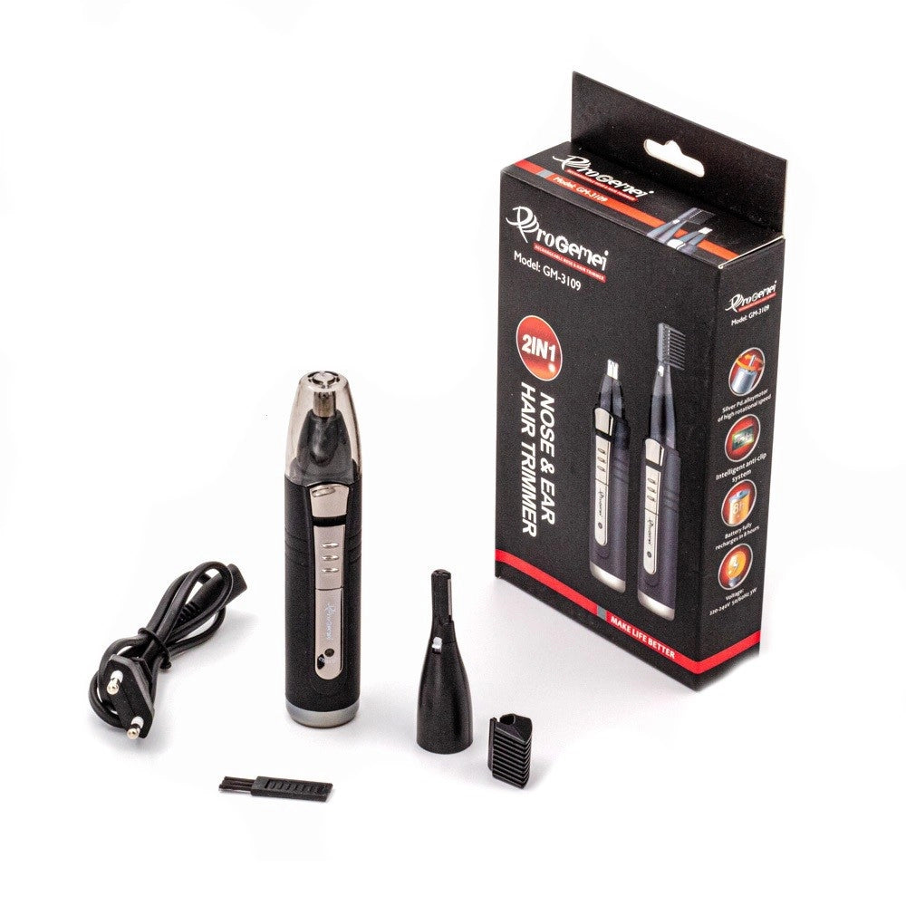 Trade Shop - Trimmer Rifinitore 2 In 1 Elettrico Batteria Ricaricabile Per Barba Naso Gm-3109 -