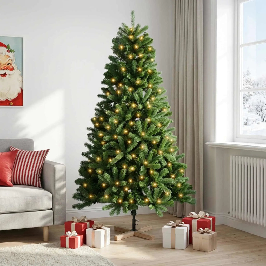 Albero di Natale artificiale 120 cm 150 LED Bianco caldo PVC 3461395