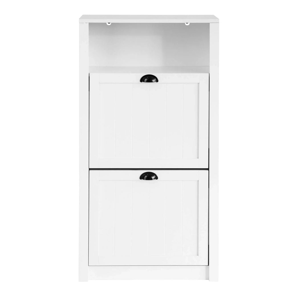 Scarpiera con 2 ante e 4 ripiani con scomparto aggiuntivo per scarpe L60*P24*A110 cm Bianco FSR87-K-W SoBuy