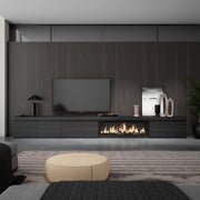Mobile TV Soggiorno, 368x35x45, Camino elettrico XXL, Nero RF3686