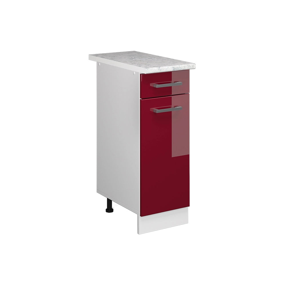 Mobiletto base per cucina R-Line Rosso lucido/Bianco 30 cm, PL Marmo Vicco