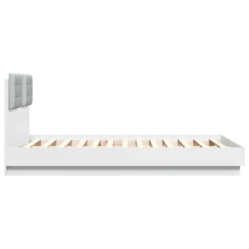 Giroletto con Testiera-Struttura Letto con testiera Bianco 135x190 cm in Legno Multistrato 452673