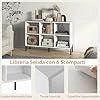 Scaffale a 6 Cubi, Libreria Aperta in Legno con Gambe Metalliche, Ripiani Regolabili in 5 Posizioni, Dispositivo Antiribaltamento, Scaffale per Casa e Ufficio, 120 x 35 x 79,5 cm (Bianco)