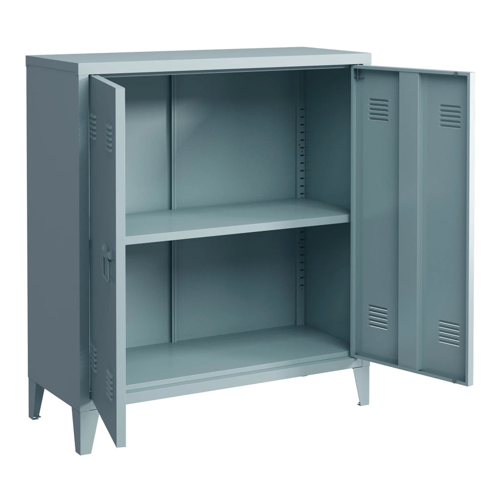 Armadio armadietto per ufficio mobiletto portaoggetti per ufficio officina camera da letto armadio in metallo con 2 ante 90 x 80 x 33 cm grigio-blu 03_0006339