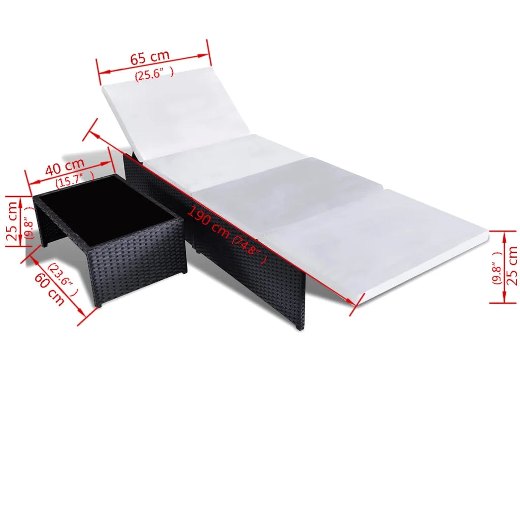 Sedie da Giardino Reclinabili 2 pz con Tavolo in Polyrattan 43069