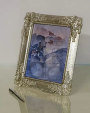 Mobili2g - portafoto in foglia argento rettangolare - misure: l.27 x h.33 x p.2