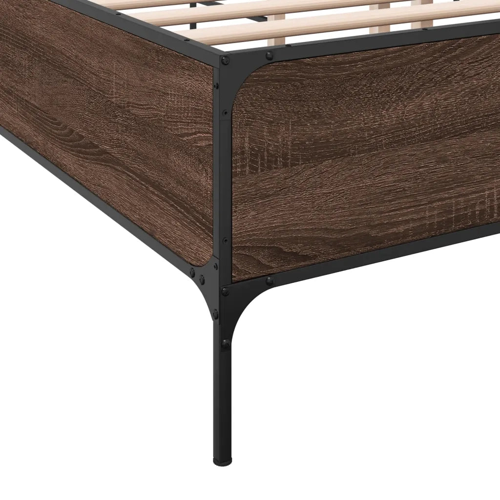 Giroletto-Struttura Letto Rovere Marrone 140x190cm in Legno Multistrato Metallo 953626