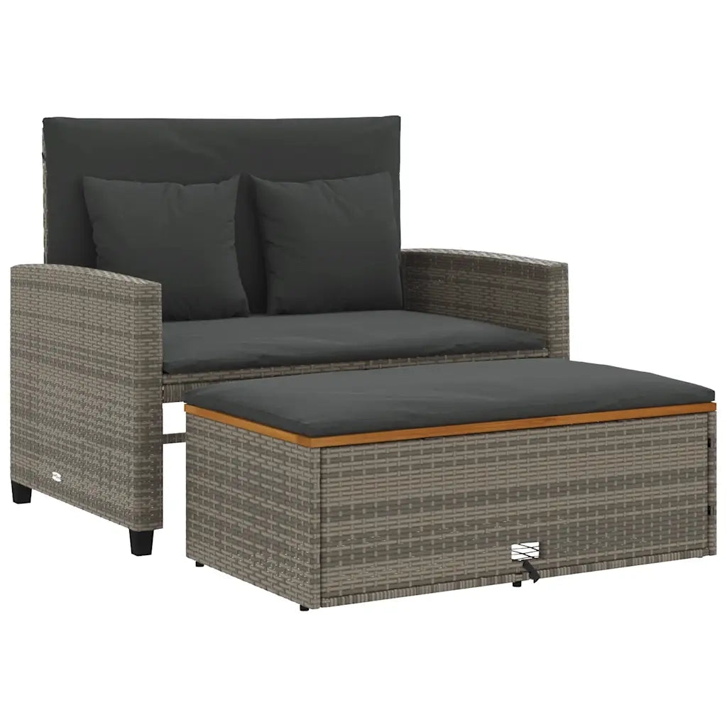 Divano Giardino con Cuscini 2 Posti-Sofa da giardino Grigio in Polyrattan Acacia
