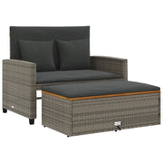 Divano Giardino con Cuscini 2 Posti-Sofa da giardino Grigio in Polyrattan Acacia