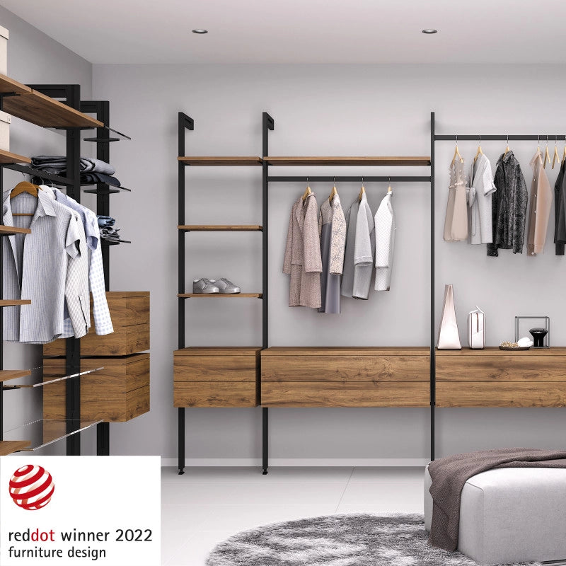 Kit di staffe per 1 ripiano in legno, 1 modulo e 1 asta di sospensione lunghezza 1m Zero, Zama, colore Grigio pietra v..