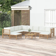 Set Salotto da Giardino 11pz con Cuscini Bianco Crema in BambÃ¹