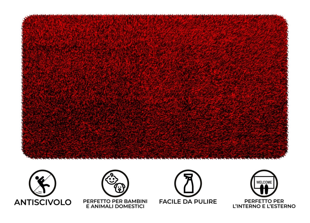 Zerbino Antiscivolo Entrata Ingresso Casa Esterno Asciugapassi Magic Clean - 45x70 - Rosso
