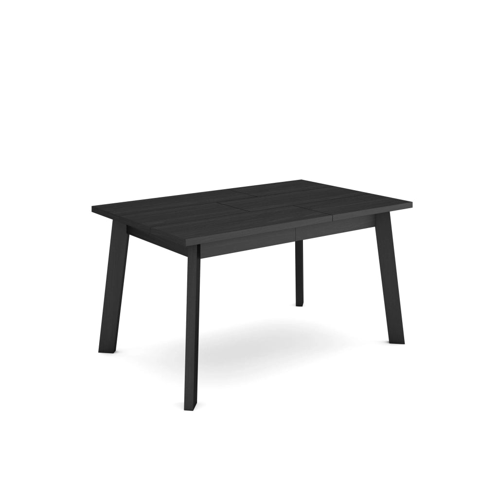 Tavolo da Pranzo, 140x90x74cm, Per 6 persone, Gambe in legno, Nero RF2906