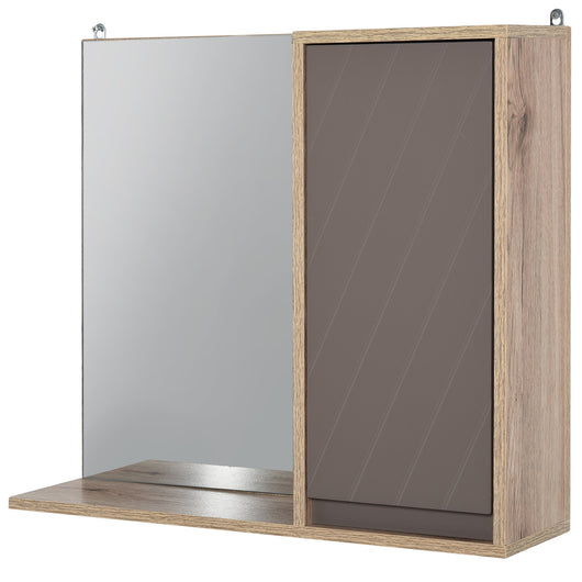 Specchiera da Bagno 1 Anta in MDF 57x14,2x49,2 cm  Grigio e Rovere