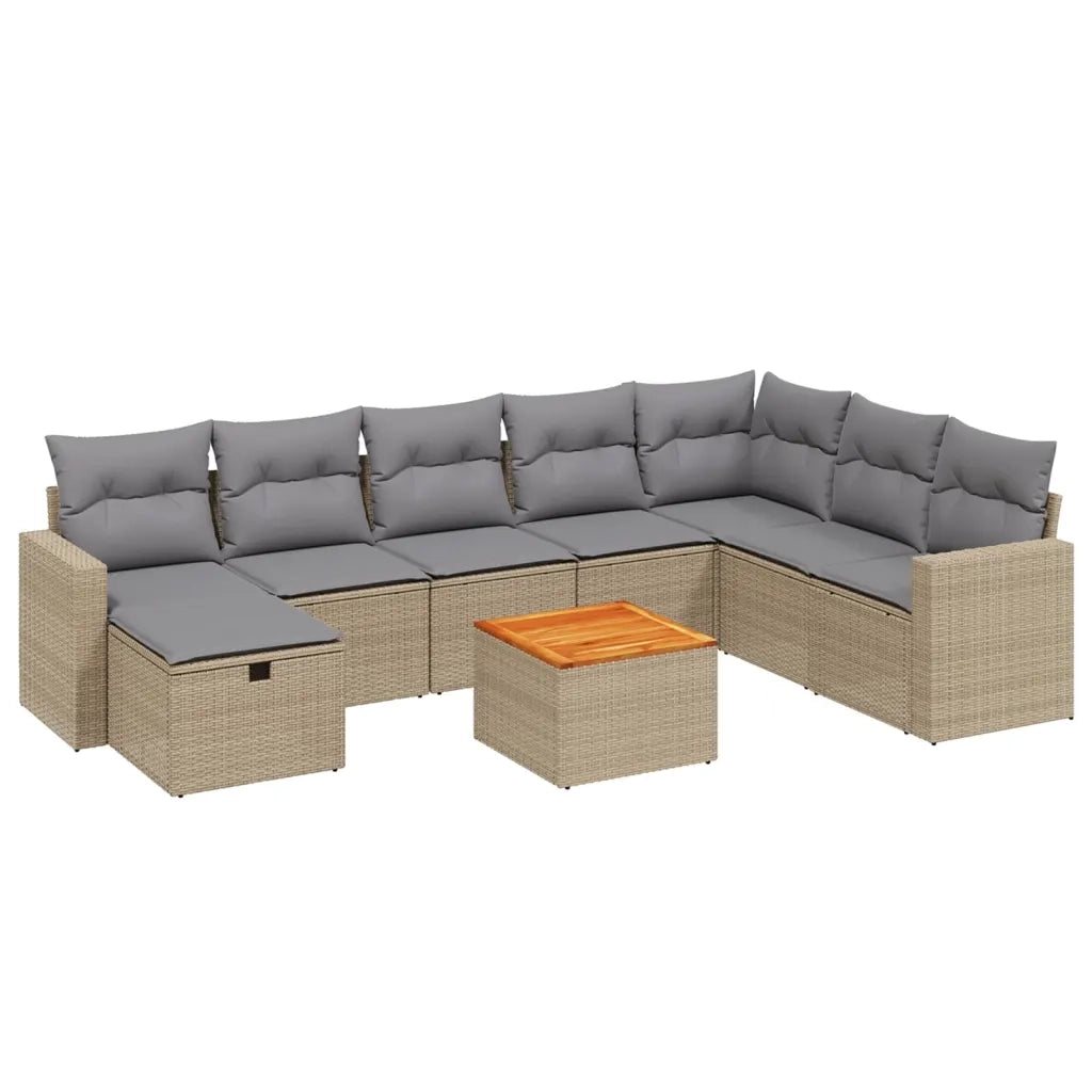 Set Divano da Giardino 9 pz con Cuscini Beige Misto Polyrattancod mxl 114519