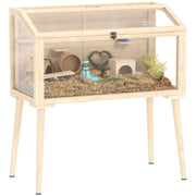 Gabbia per criceti con tetto apribile 7 piattaforme 2 altalene ¨C zephmum ¨C effetto legno naturale 110x52x101cm