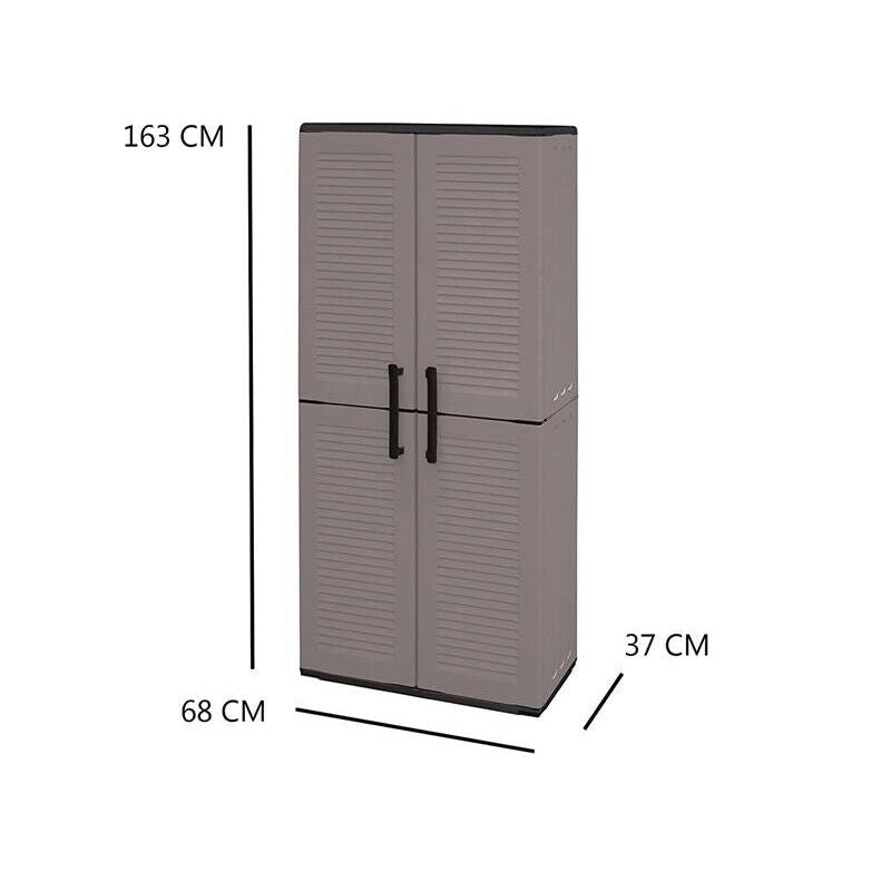 ARMADIO ALTO IN POLIPROPILENE CON 2 ANTE E 3 RIPIANI  68 X 37 X H163 CM