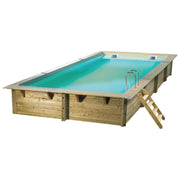Piscina In Legno Rettangolare Northwood 650 - 6,50 X 3,50 H1,40 M - Liner Beige