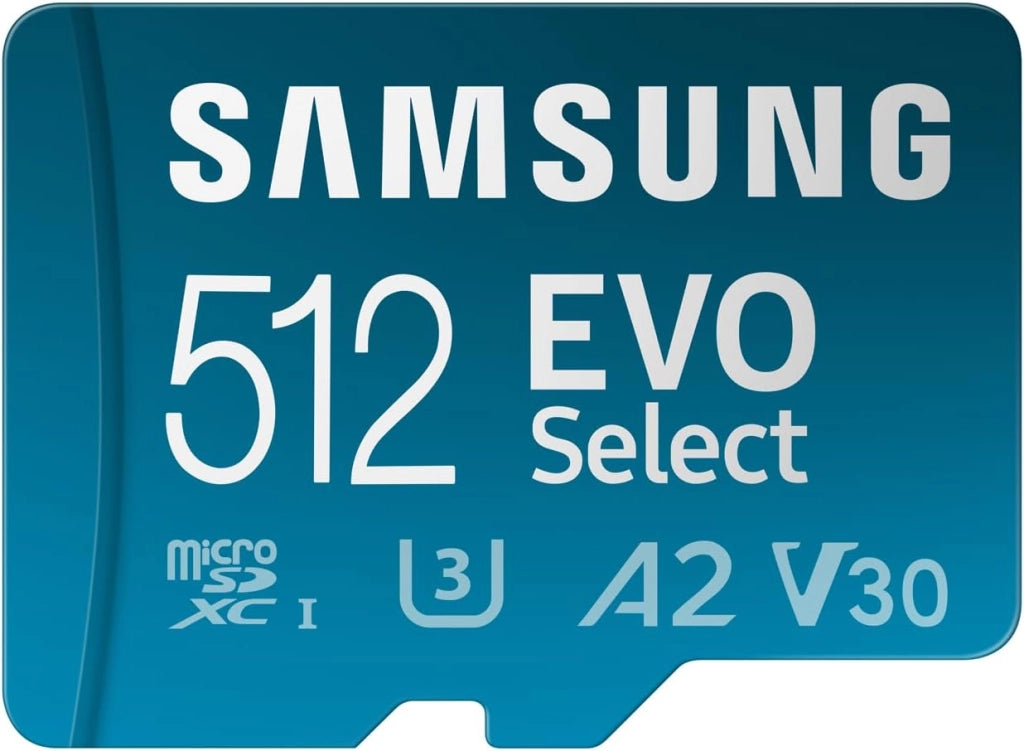 Samsung Memorie EVO Select Scheda MicroSD da 512GB, UHS-I U3, fino a 160 MB/s, compatibile con Smartphone, Tablet, Console Gaming, GoPro