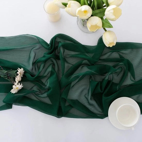 Tela di chiffon per decorazioni nuziali estive boho rustico 75x600cm - Doccia di sposa decorativa trasparente - Verde scuro