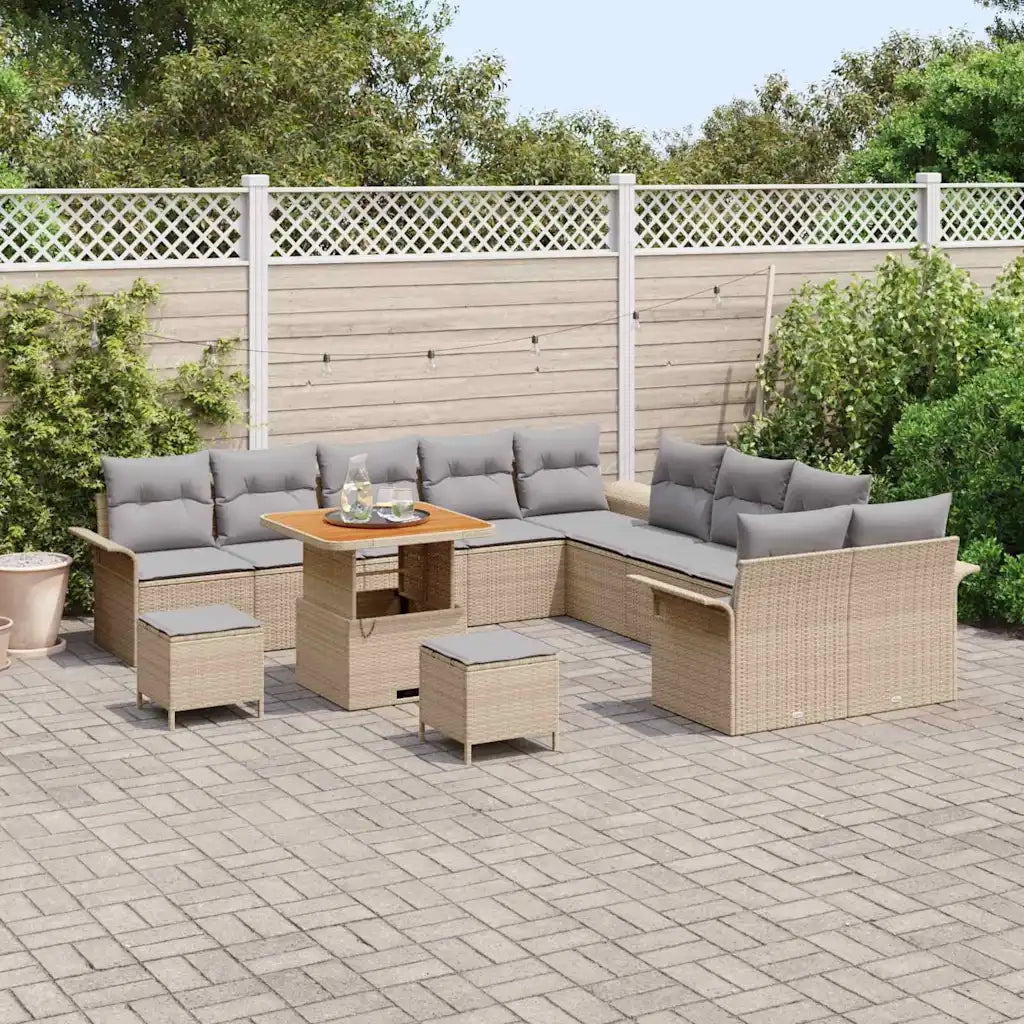 Set Divano da Giardino con cuscino 13 pcs Beige polyrattan 3362192