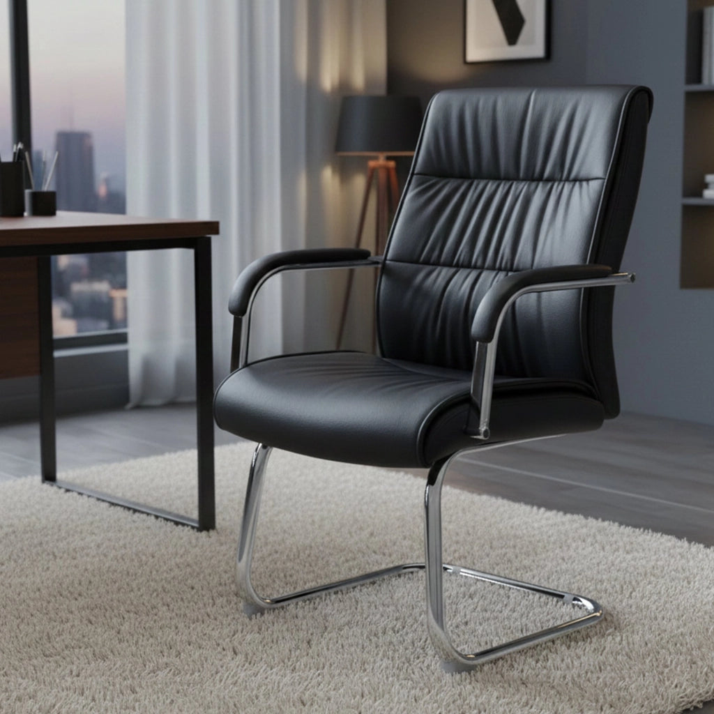 Sedia da ufficio Decimo, Seduta sala da attesa con braccioli per ufficio, Seduta ergonomica da attesa, 66x59h98 cm, Nero
