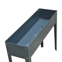 Fioriera da Esterno Rialzata in Metallo con 3 Fori di Drenaggio, 100x30x80 cm, Grigio