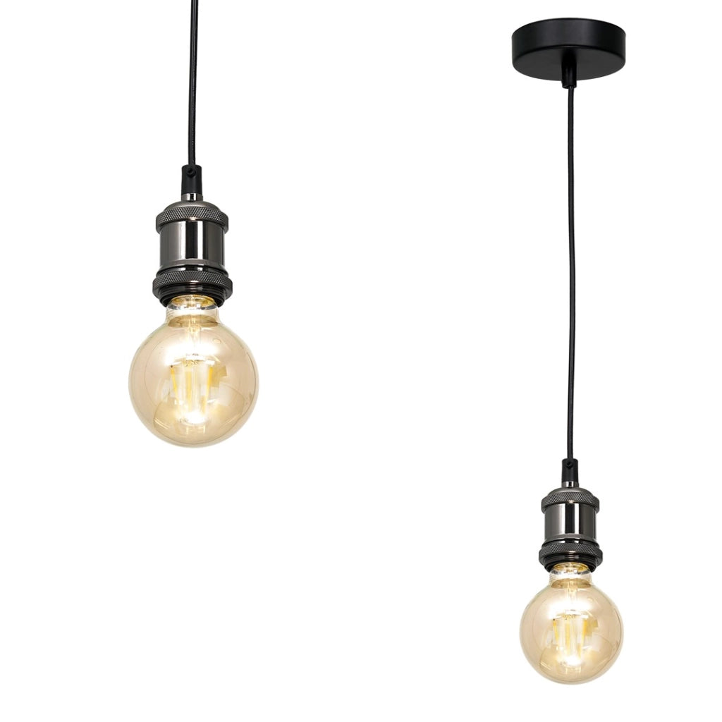 Lampada a sospensione industriale nera E27 60W Milagro