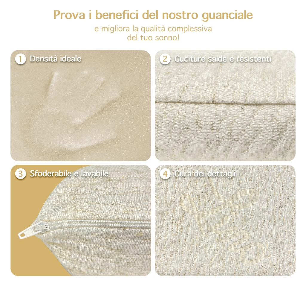 Cuscino In Memory Foam In Fresco Lino Guanciale Saponetta Ortopedico Per Dormire Ergonomico Traspirante Anti Russamento Sfoderabile Supporto Con Federa Lavabile Prodotto Italiano Saponetta No Sudore 
