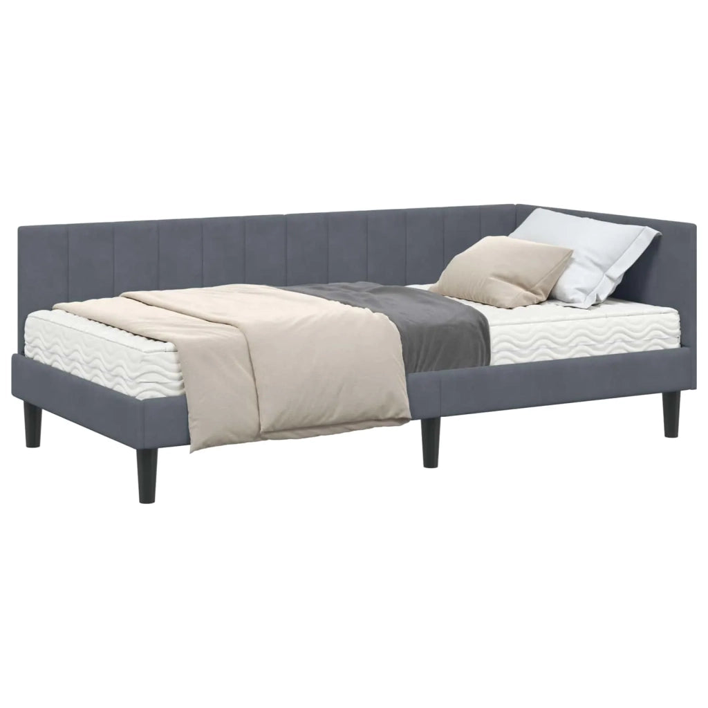 Struttura Letto Angolare con Materasso 2 pz-Giroletto con materasso Grigio Velluto 249377