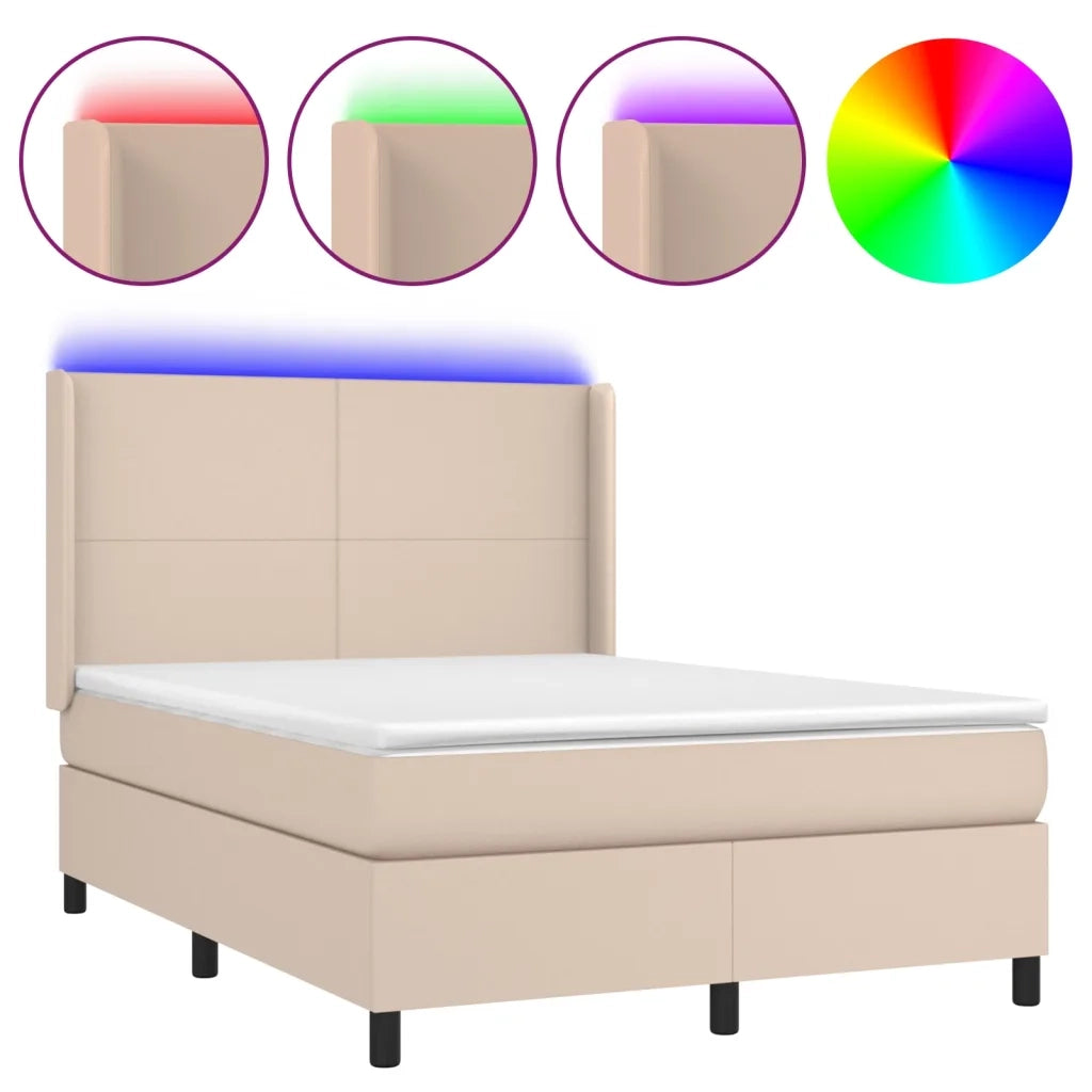 Giroletto Molle Materasso e LED Cappuccino 140x200cm Similpelle cod mxl 57578