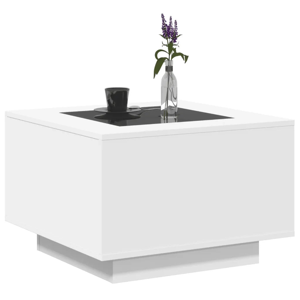 Tavolino Salotto con LED Bianco 60x60x40 cm Legno Multistrato 847567