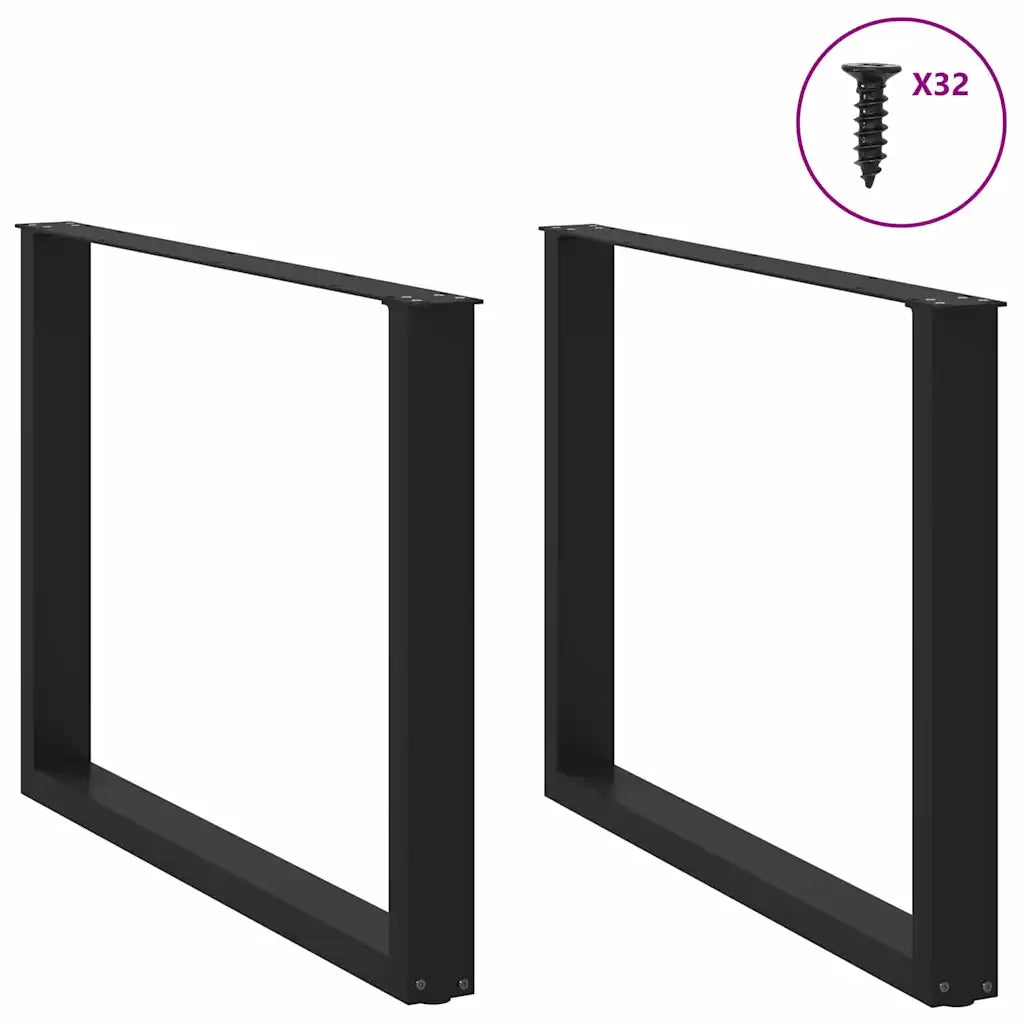 vidaXL Gambe per tavolo da pranzo a forma di U 2 pz nere 100x(72-73) cm in acciaio