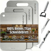 Set di taglieri in titanio - 3 pezzi - Piastra antiscivolo in silicone - Doppia faccia - Acciaio inossidabile - Ideale per cucina e esterno - Taglieri in titanio