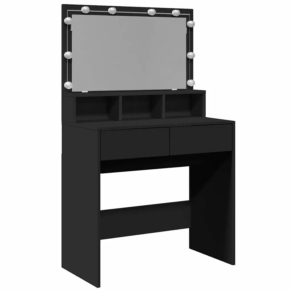 Toeletta | Tavolo da Trucco con LED Nera 80x41x134,5 cm