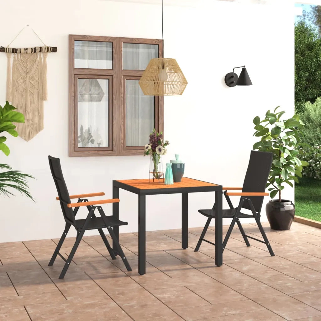 Set da Pranzo da Giardino 3 pz Nero e Marrone cod mxl 57101