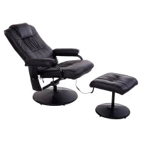 Poltrona Massaggiante e Relax con Poggiapiedi, Elettrico, Girevole, Inclinabile, con Rivestimento in Similpelle, Nero