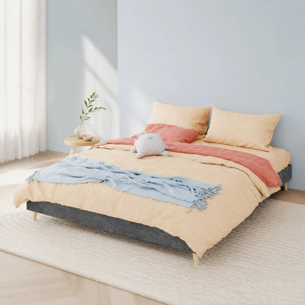 LETTO Struttura 160x200 cm Grigio in Tessuto e Metallo