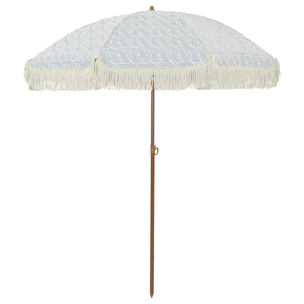 Ombrellone da Spiaggia Grigio e Bianco 160 x 160 x 196 cm 42006681