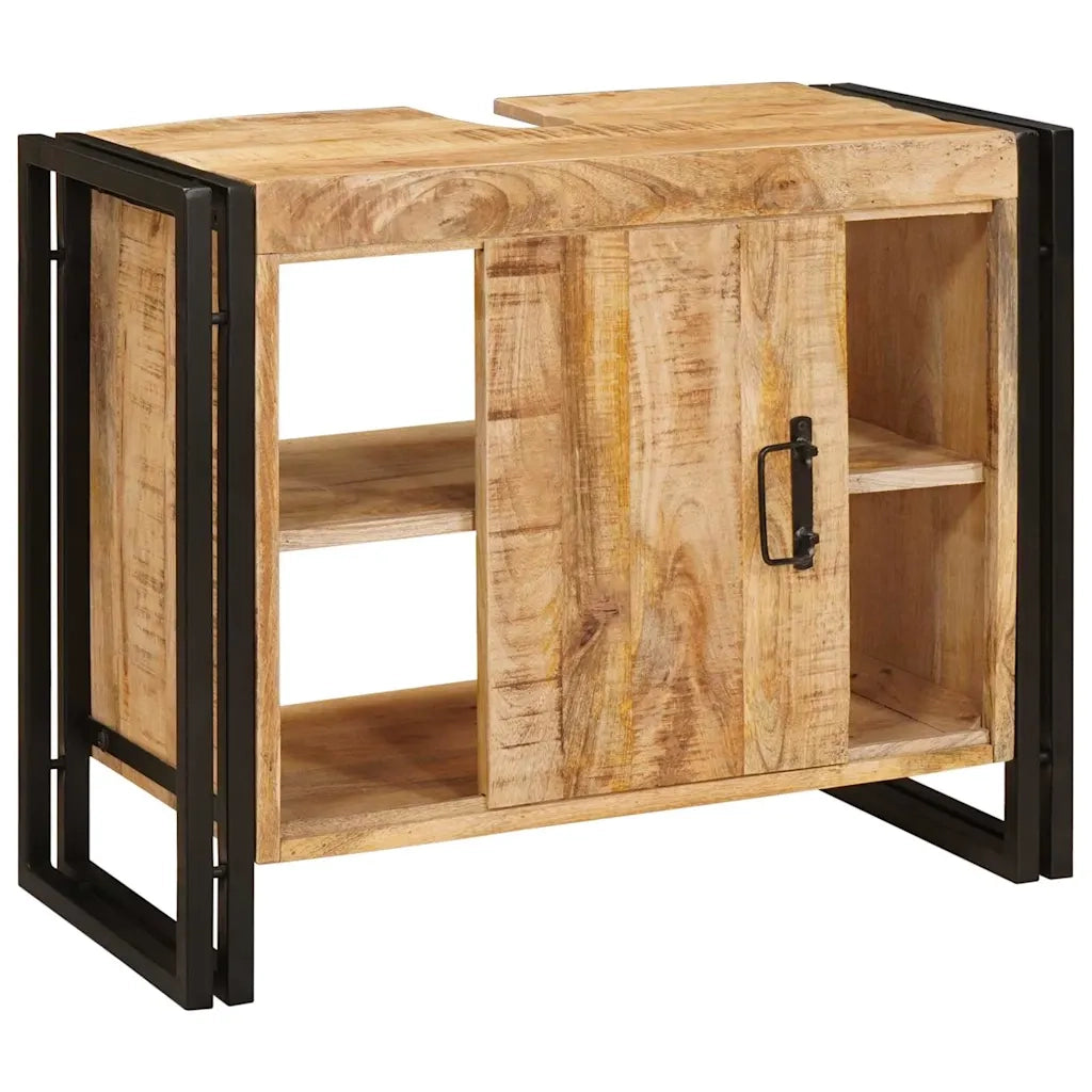 vidaXL Mobile sottolavabo con porta Legno massello di mango e ferro