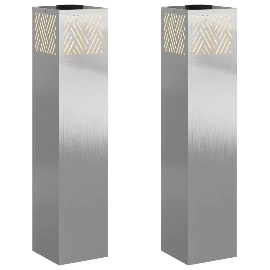 Faro LED solare per sentieri 2 pz Argento Acciaio inossidabile CFW5555714