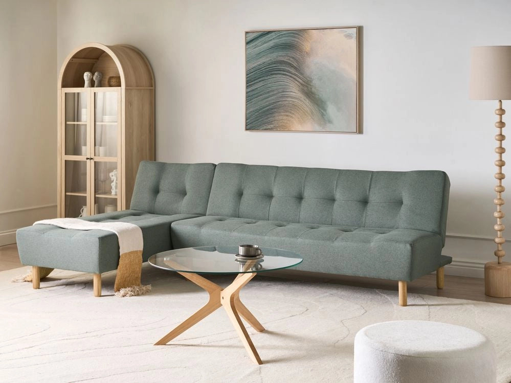 Divano letto angolare modulare 4 posti Chaise Longue reclinabile Verde versione destra