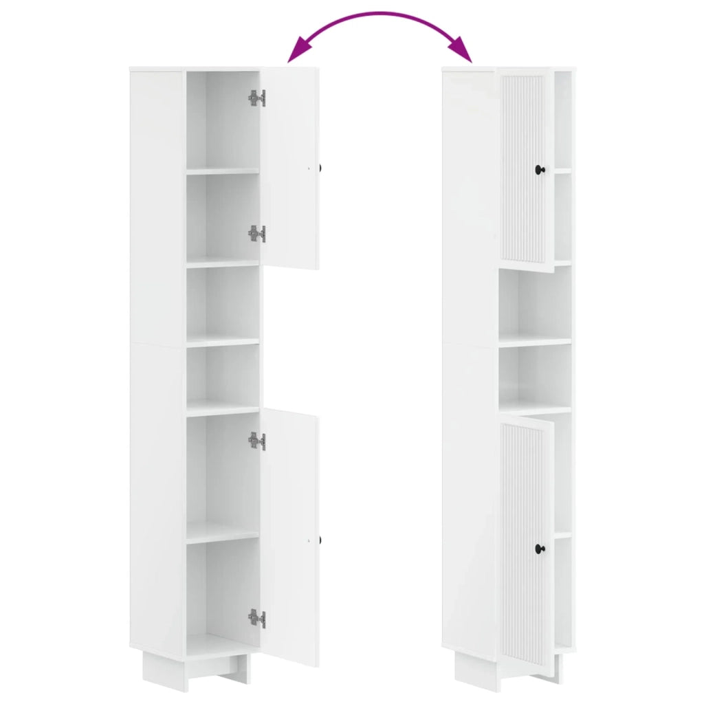 Armadio da Bagno con Ripiano Aperto EDE Bianco Lucido 895939