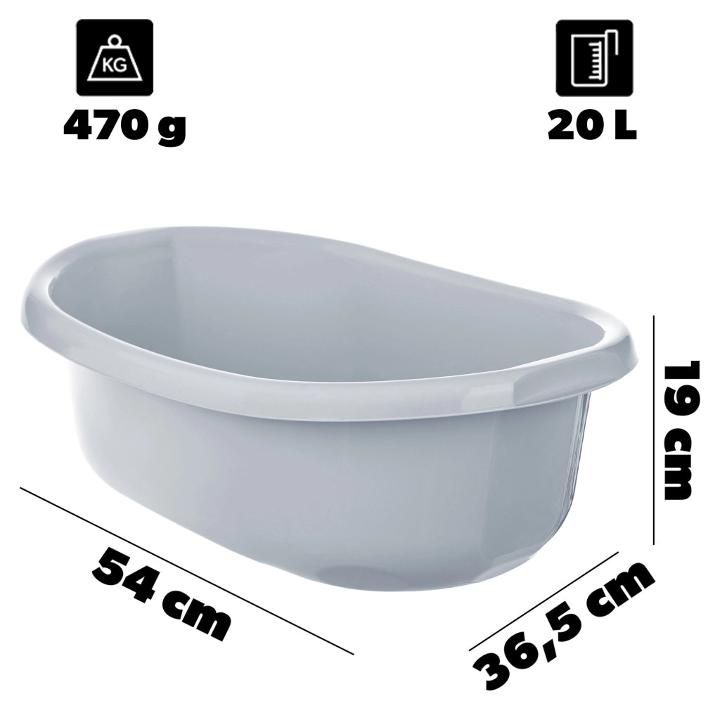 Bacinella in plastica KADAX da 20 litri, ovale, con maniglie