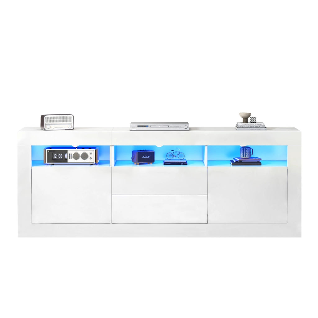 Mobile TV bianco lucido 160 cm con LED e controllo smart