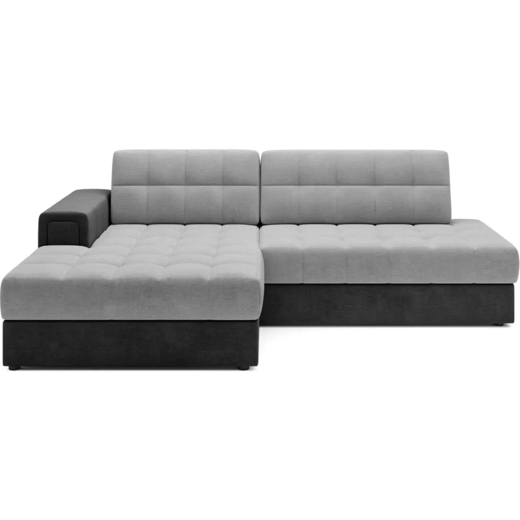 Divano angolare convertibile CUBITO grigio e nero 240 cm con vano contenitore
